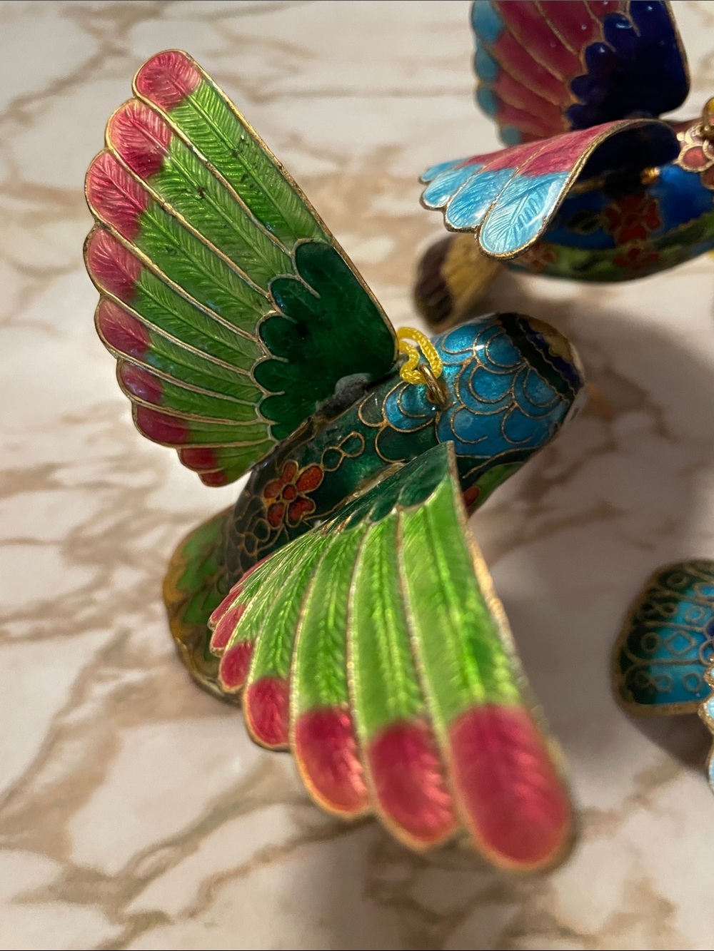 Colorful Cloisonné Hummingbird Ornament - Multicolor Set of (4) - Picture 2 of 9